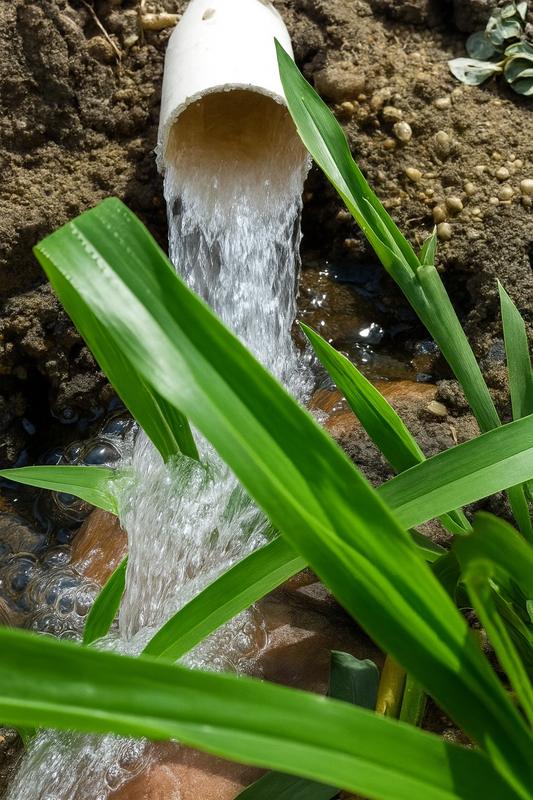 Água limpa sendo processada pelo sistema Tewetland